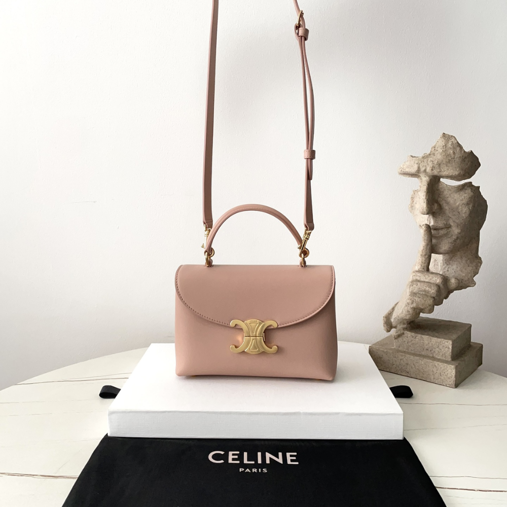 Soft Peach Teen Nino Bag In Smooth Satinated Calfskin Leather Handbag for Women
