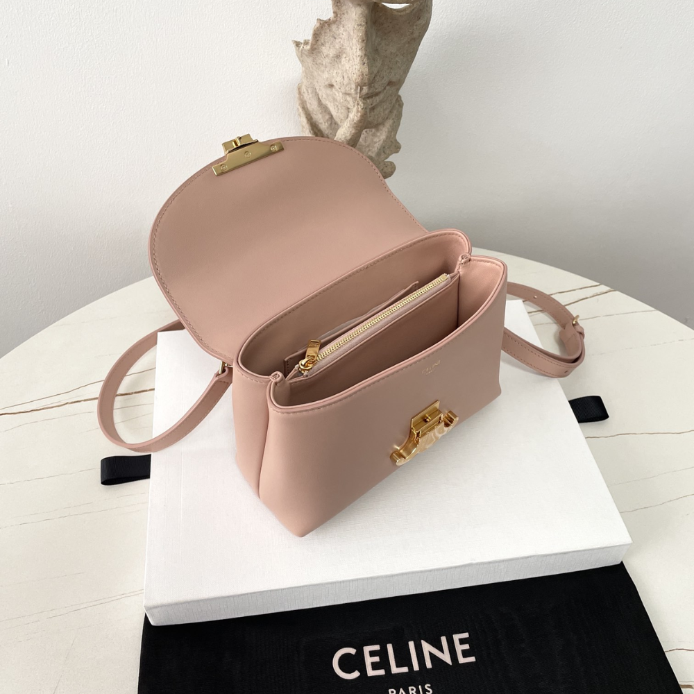 Soft Peach Teen Nino Bag In Smooth Satinated Calfskin Leather Handbag for Women