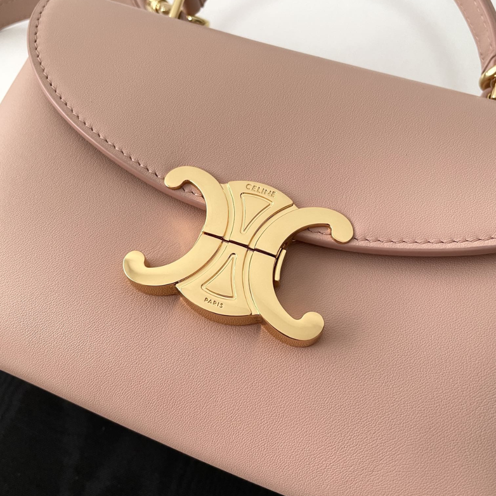 Soft Peach Teen Nino Bag In Smooth Satinated Calfskin Leather Handbag for Women
