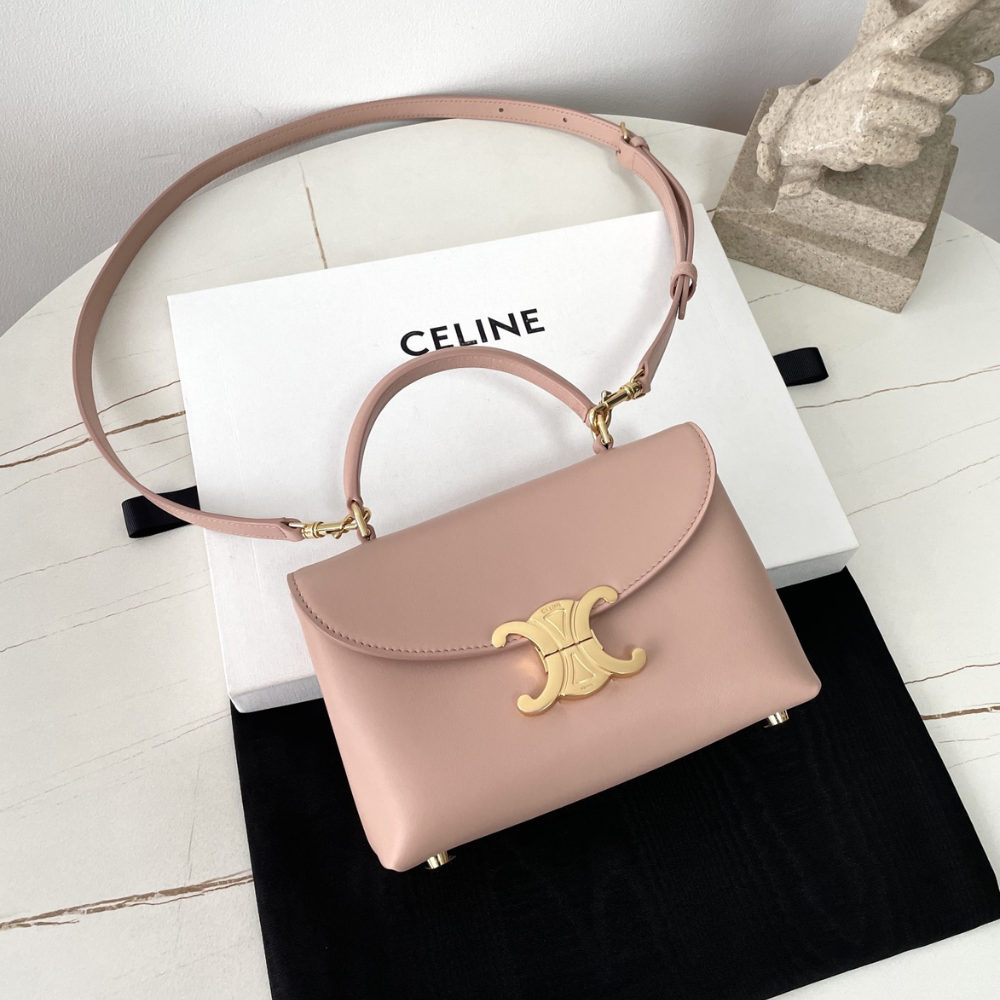 Soft Peach Teen Nino Bag In Smooth Satinated Calfskin Leather Handbag for Women