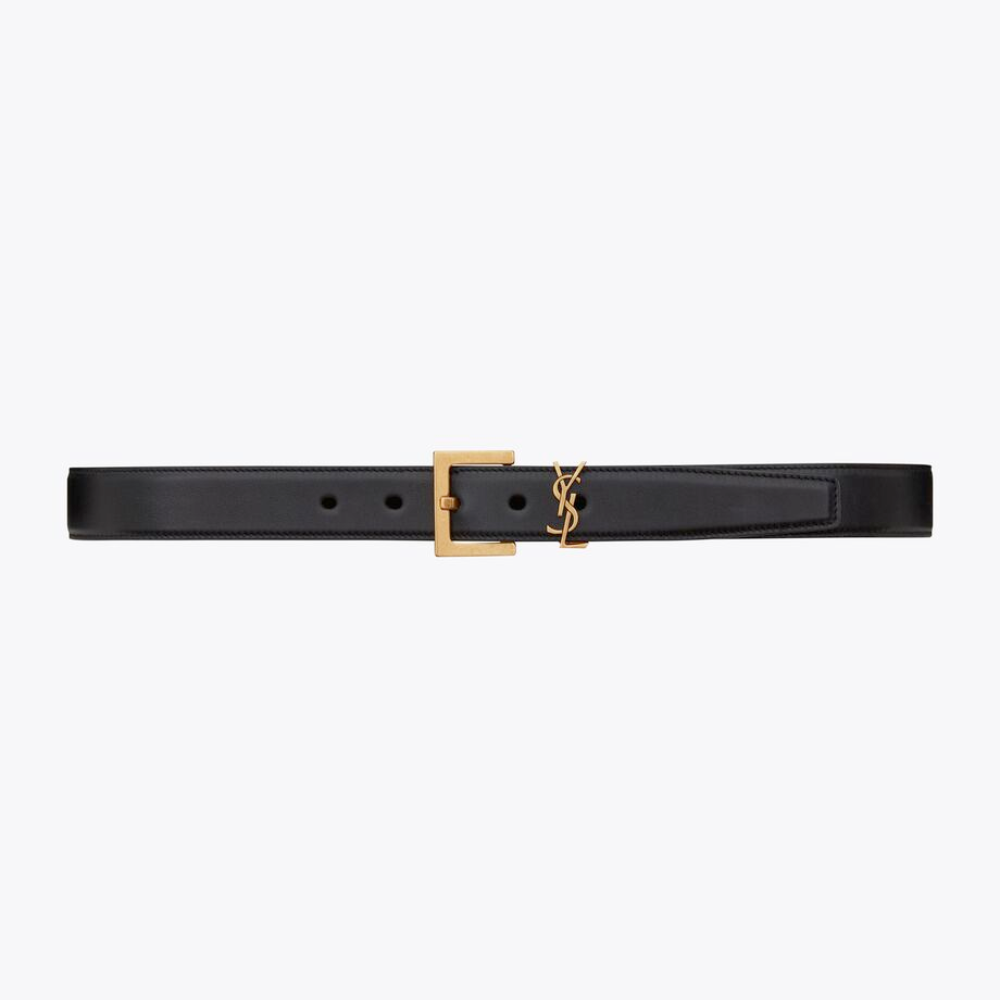 Saint Laurent Monogram Square-Buckle Belt