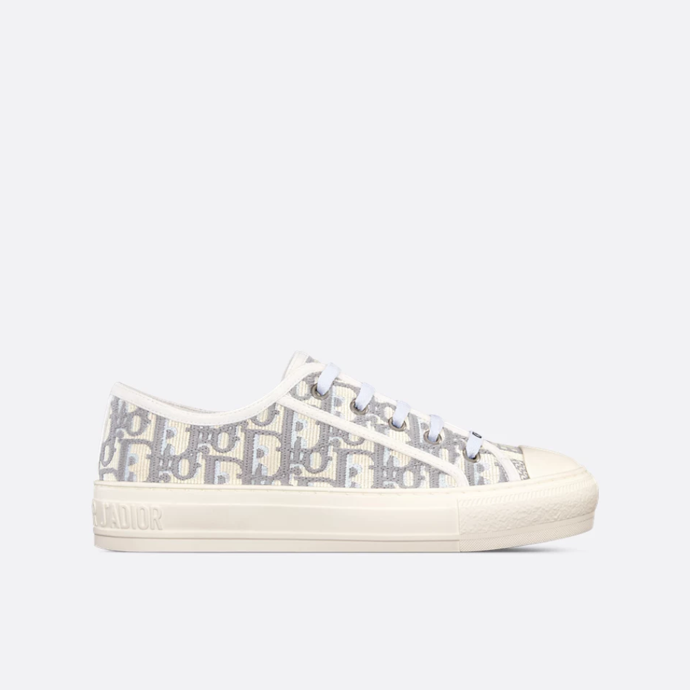 Stone Gray D Oblique Embroidered Cotton Walk'n'D Designer Sneakers for Women