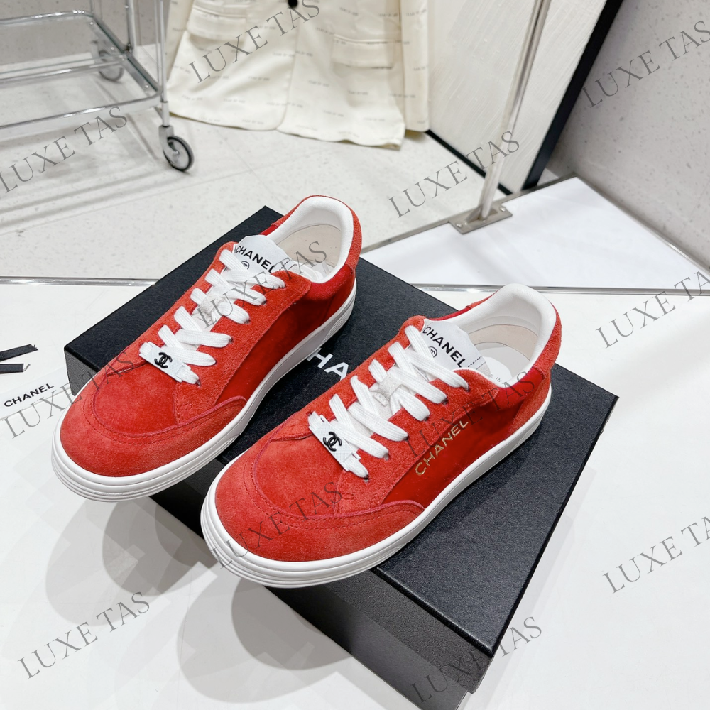 Suede Calfskin Red Sneakers