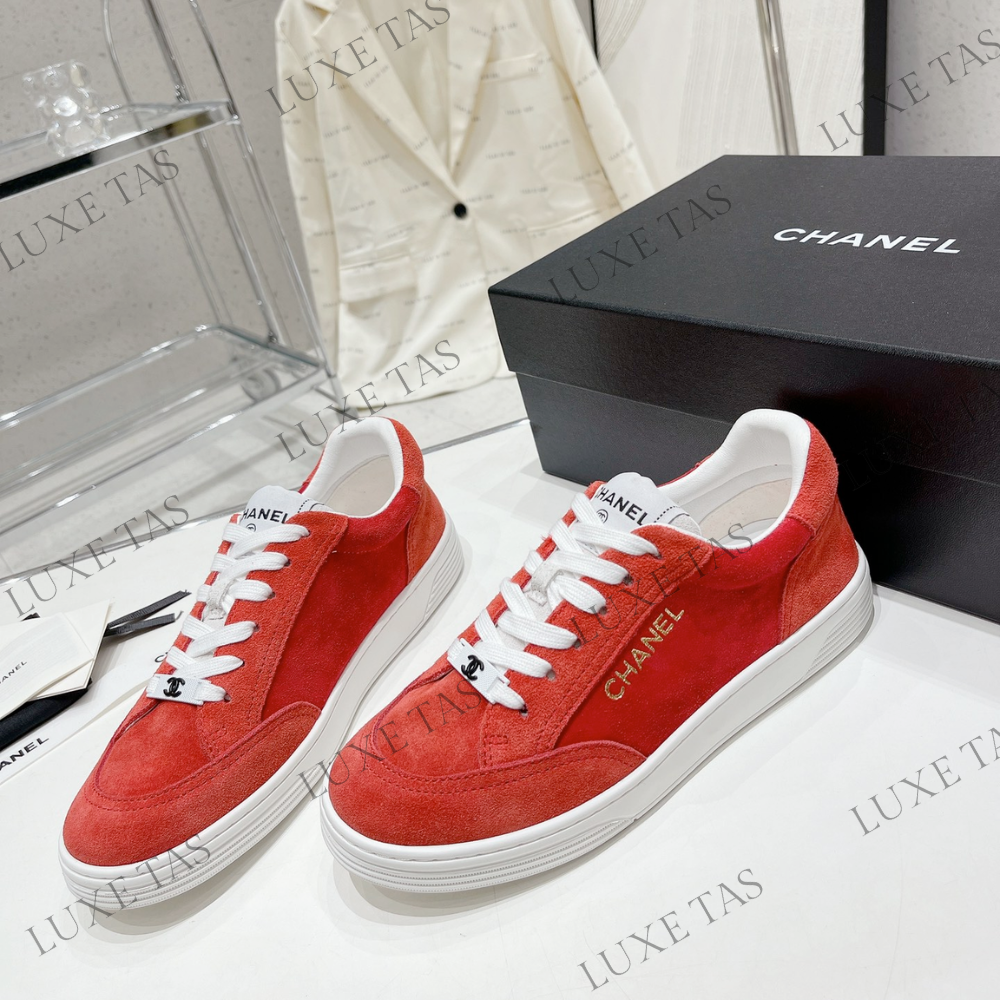 Suede Calfskin Red Sneakers