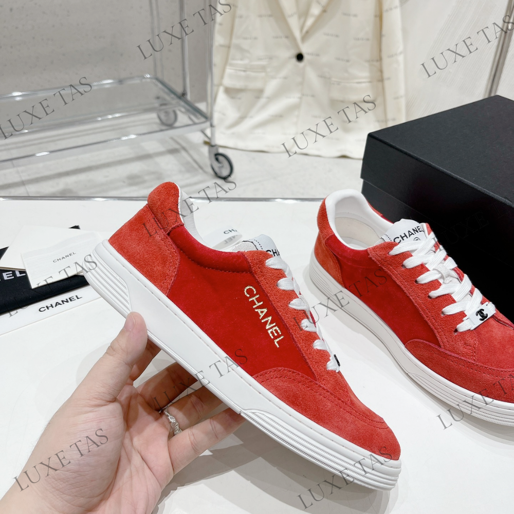 Suede Calfskin Red Sneakers