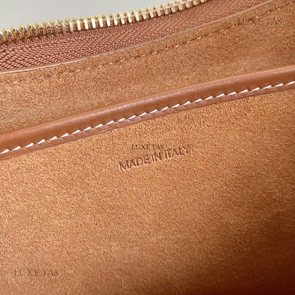 Tan Ava Triomphe Soft Bag In Smooth Calfskin