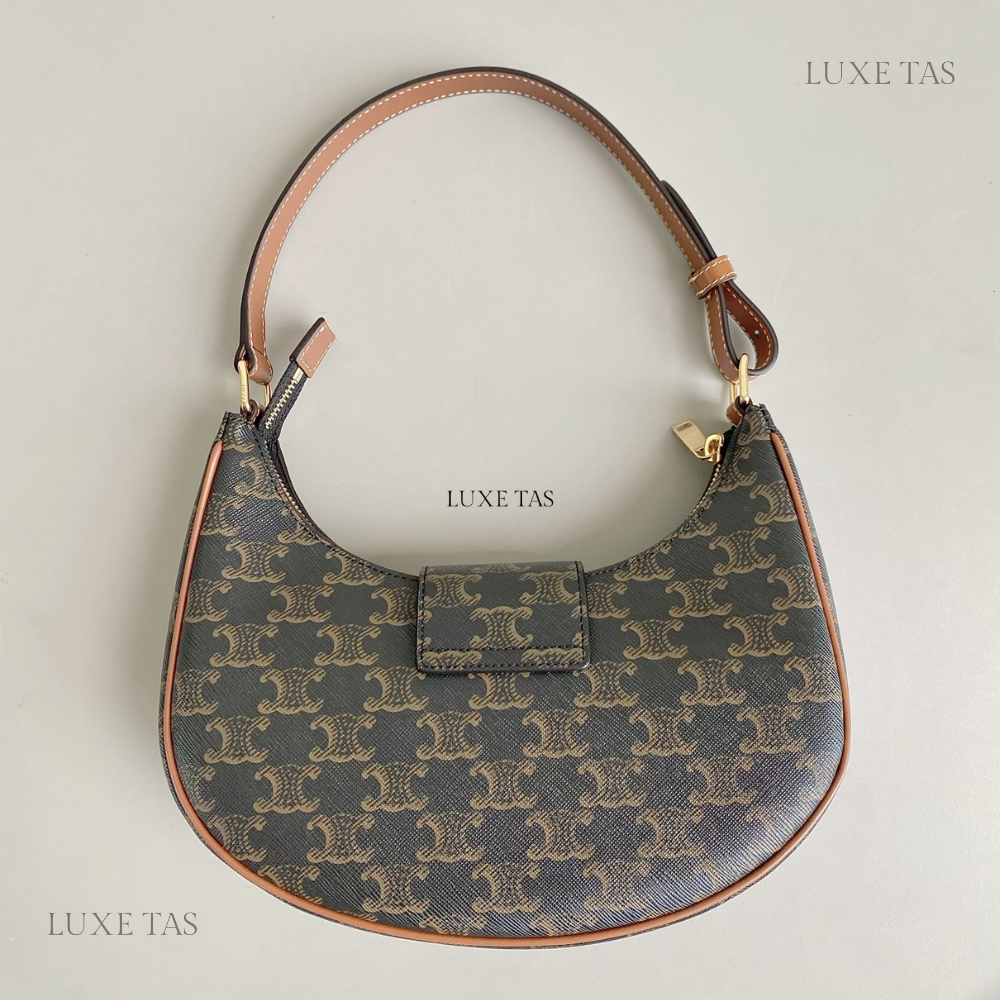 Tan Ava Triomphe Soft Bag In Triomphe Canvas And Calfskin