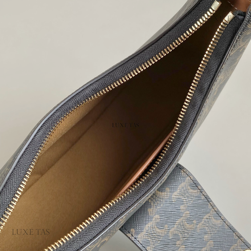 Tan Ava Triomphe Soft Bag In Triomphe Canvas And Calfskin