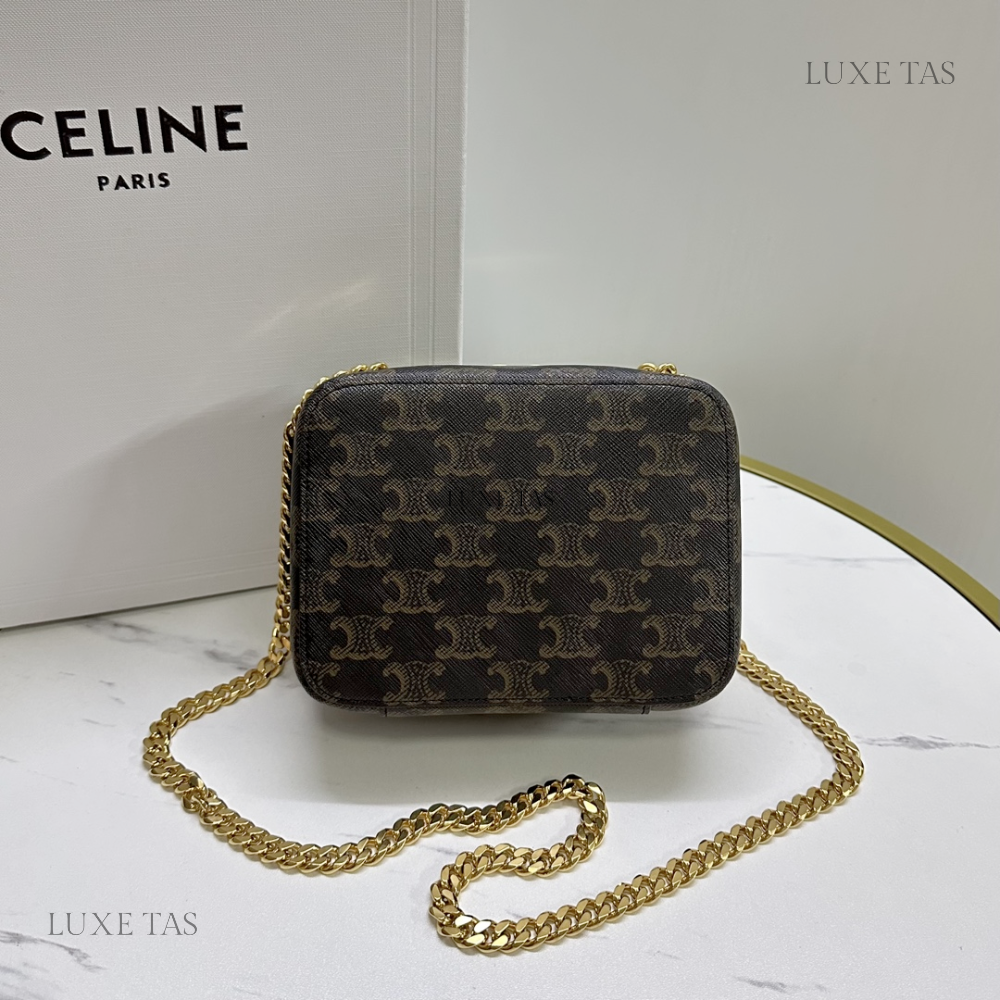 Tan Box On Chain Cuir Triomphe In Triomphe Canvas And Calfskin