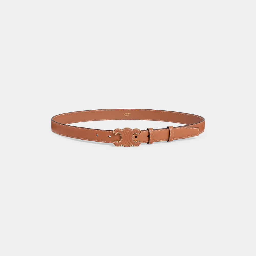 Tan Medium Cuir Triomphe Belt In Natural Calfskin