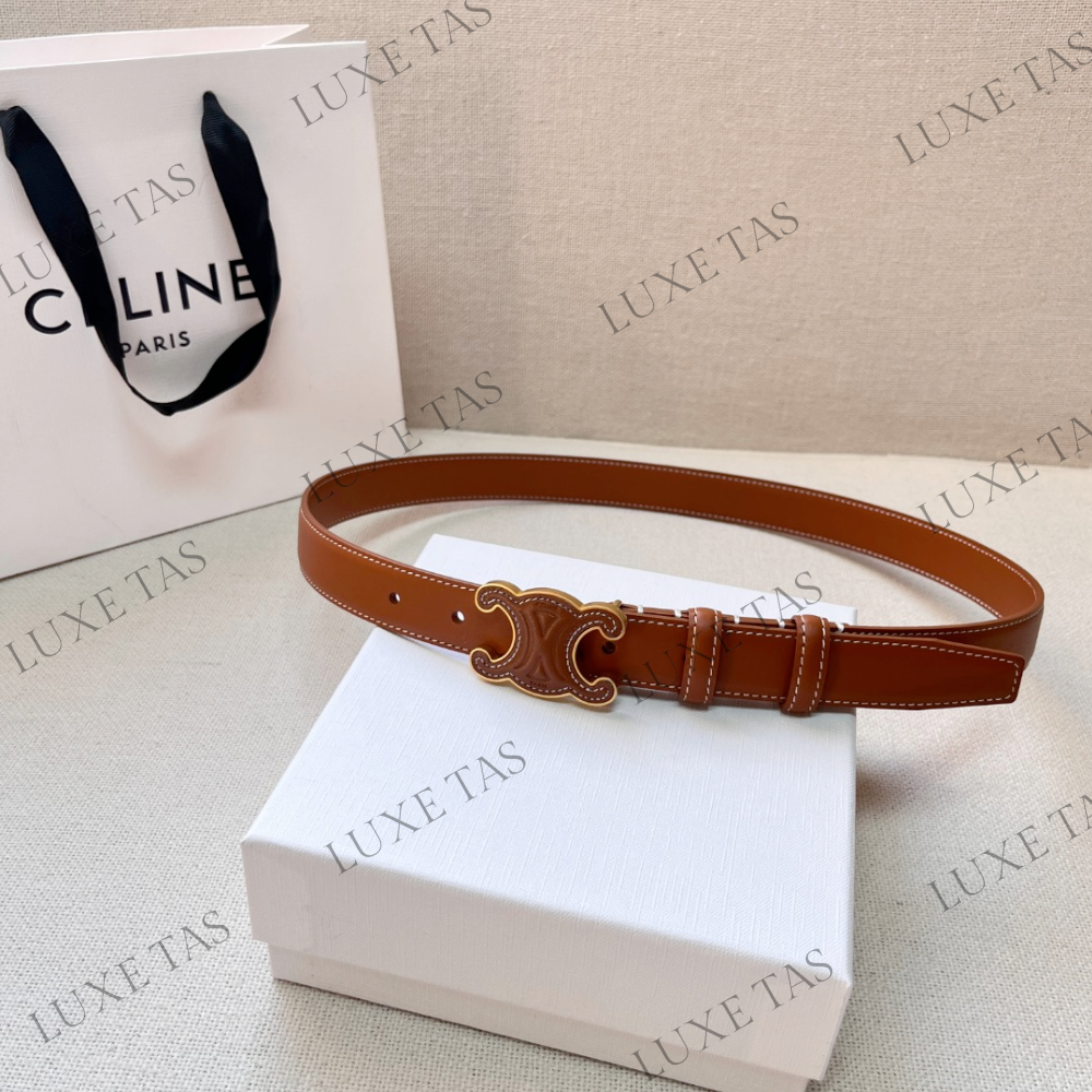 Tan Medium Cuir Triomphe Belt In Natural Calfskin
