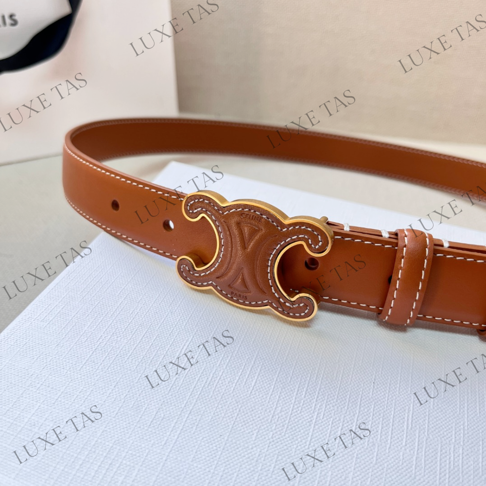Tan Medium Cuir Triomphe Belt In Natural Calfskin