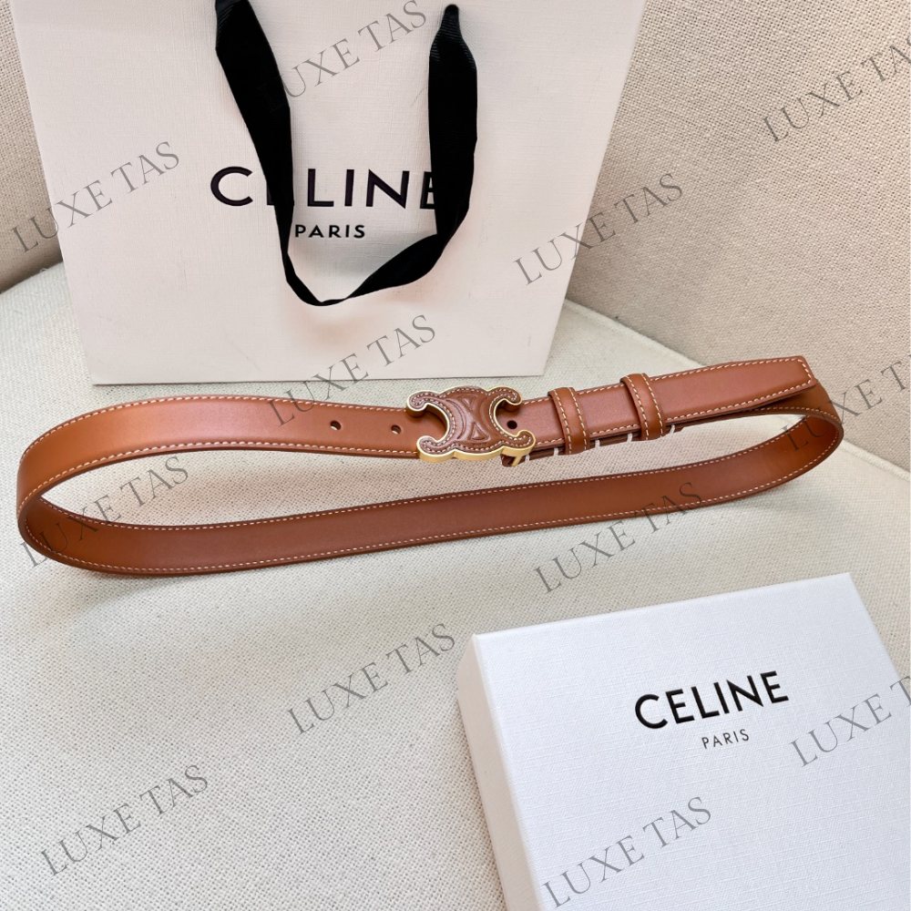 Tan Medium Cuir Triomphe Belt In Natural Calfskin