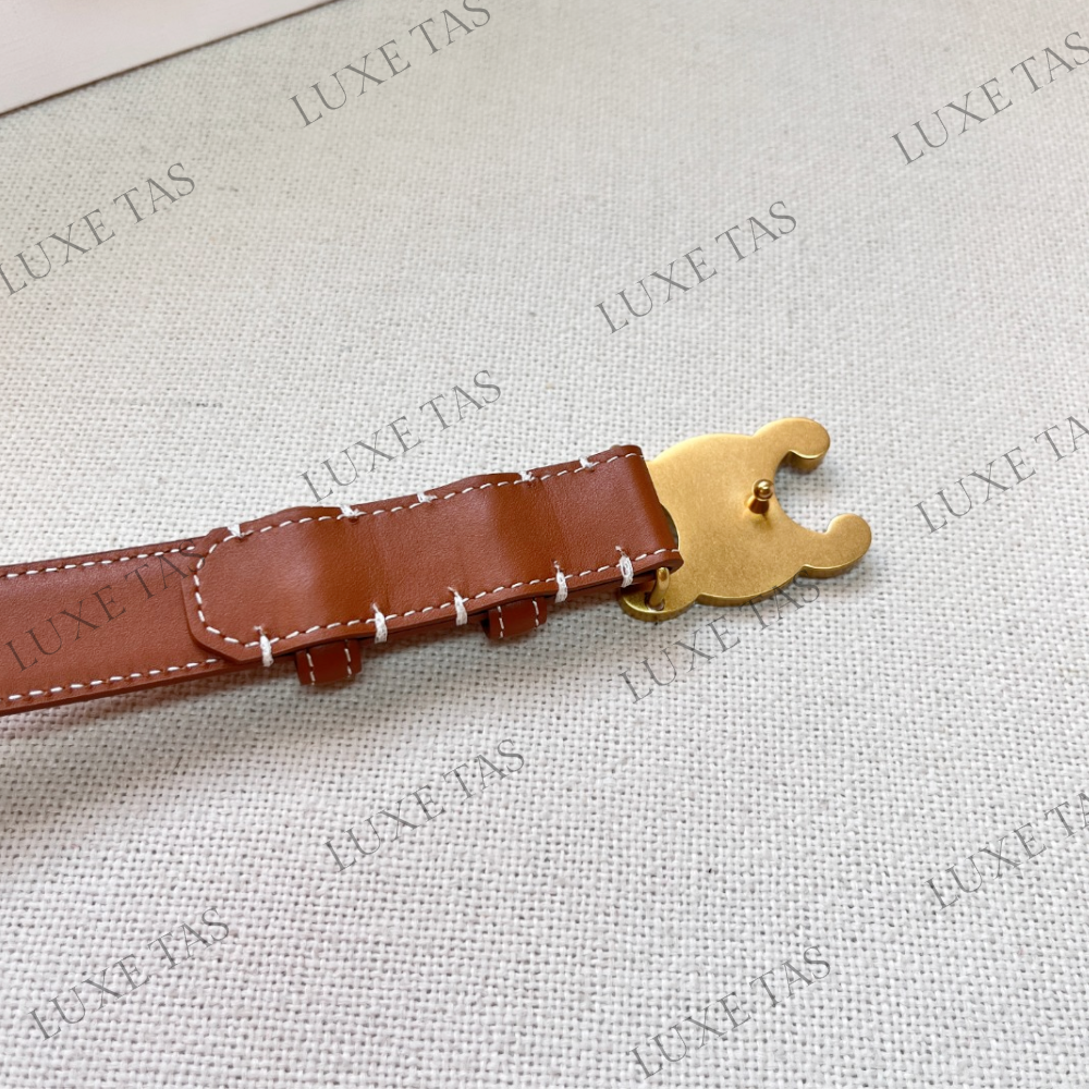 Tan Medium Cuir Triomphe Belt In Natural Calfskin