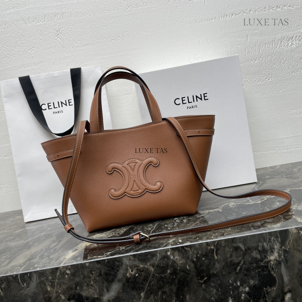 Tan Mini Cabas Anais Cuir Triomphe In Grained Calfskin Leather Handbag for Women