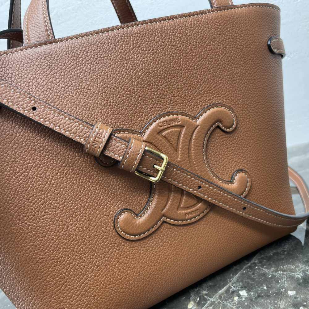 Tan Mini Cabas Anais Cuir Triomphe In Grained Calfskin Leather Handbag for Women