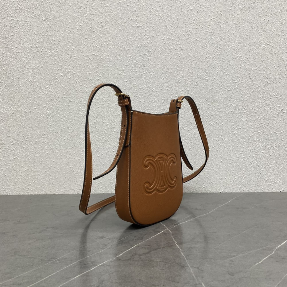 Tan Phone Pouch Heloise In Supple Calfskin Leather Crossbody Bag for Women