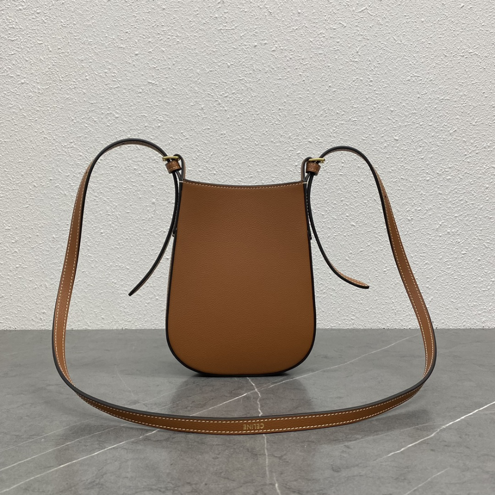 Tan Phone Pouch Heloise In Supple Calfskin Leather Crossbody Bag for Women