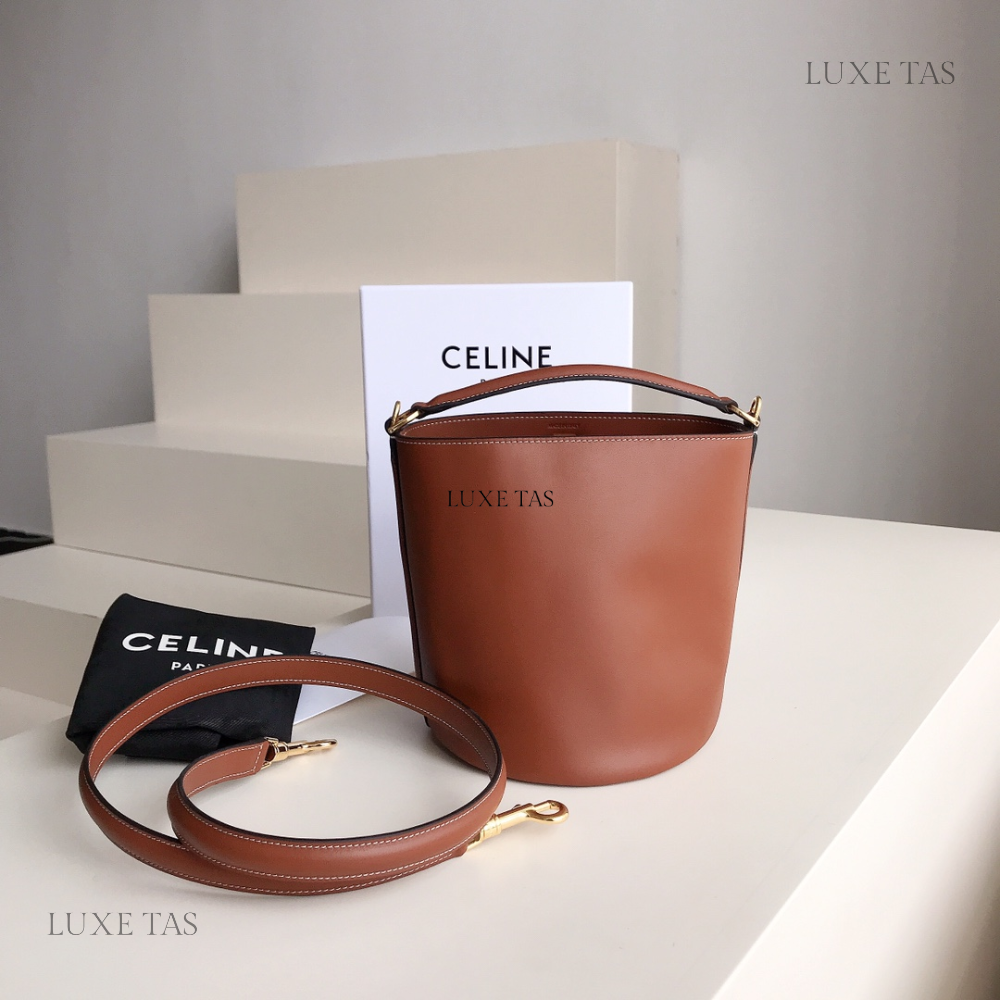 Tan Teen Bucket 16 In Smooth Calfskin - Leather Bucket Bag for Women