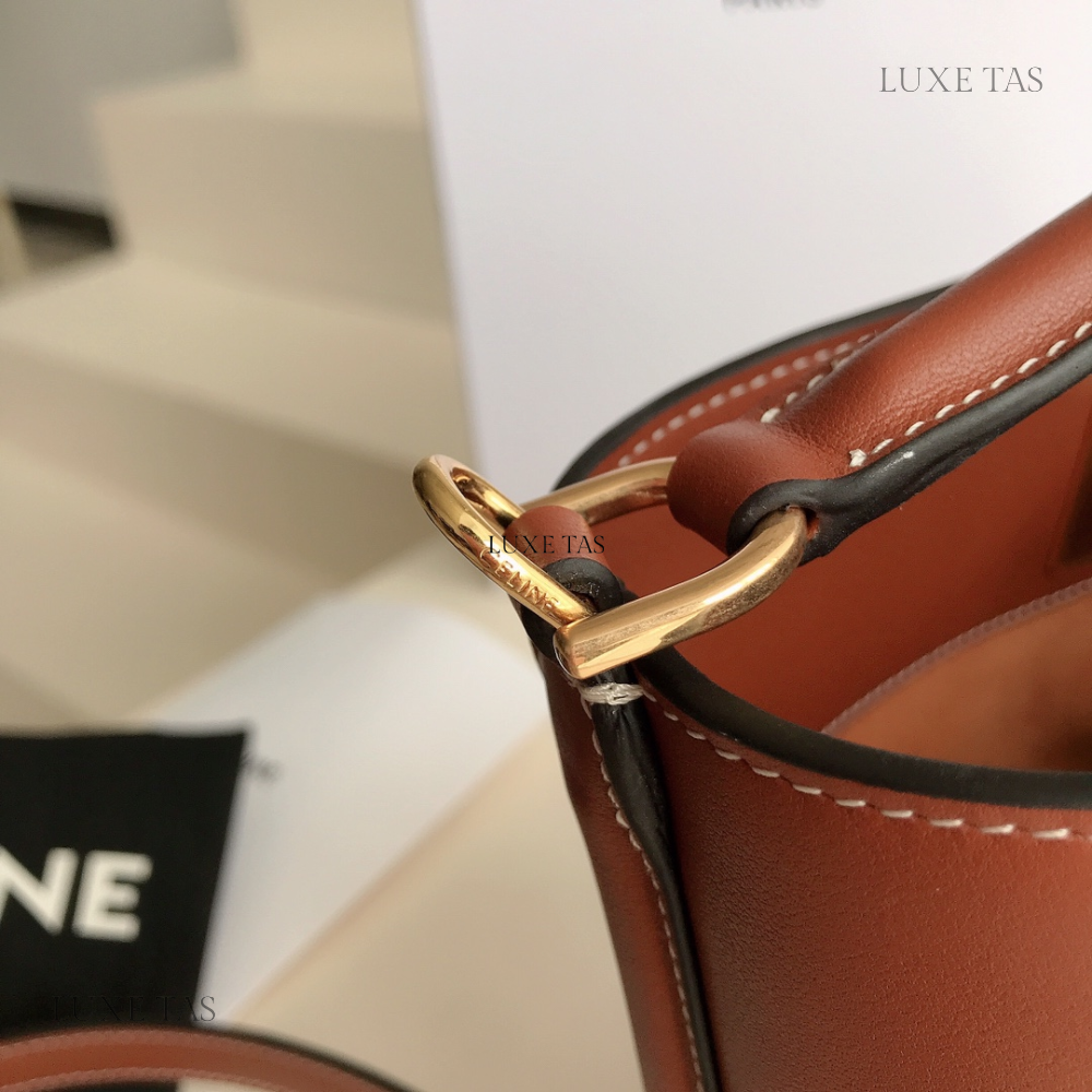 Tan Teen Bucket 16 In Smooth Calfskin - Leather Bucket Bag for Women