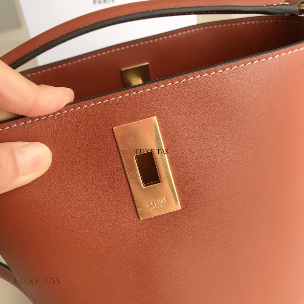 Tan Teen Bucket 16 In Smooth Calfskin - Leather Bucket Bag for Women