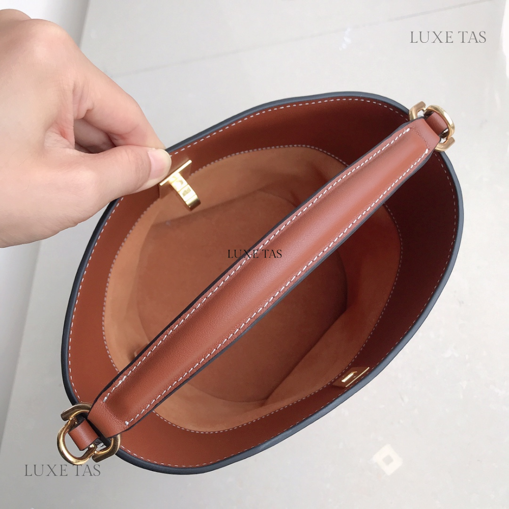 Tan Teen Bucket 16 In Smooth Calfskin - Leather Bucket Bag for Women