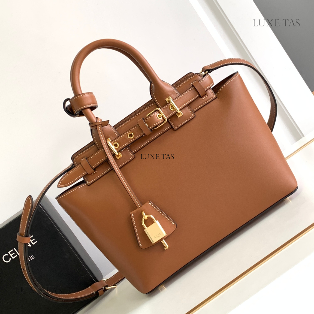 Tan Teen C*line Conti Bag In Natural Calfskin - Leather Handbag for Women
