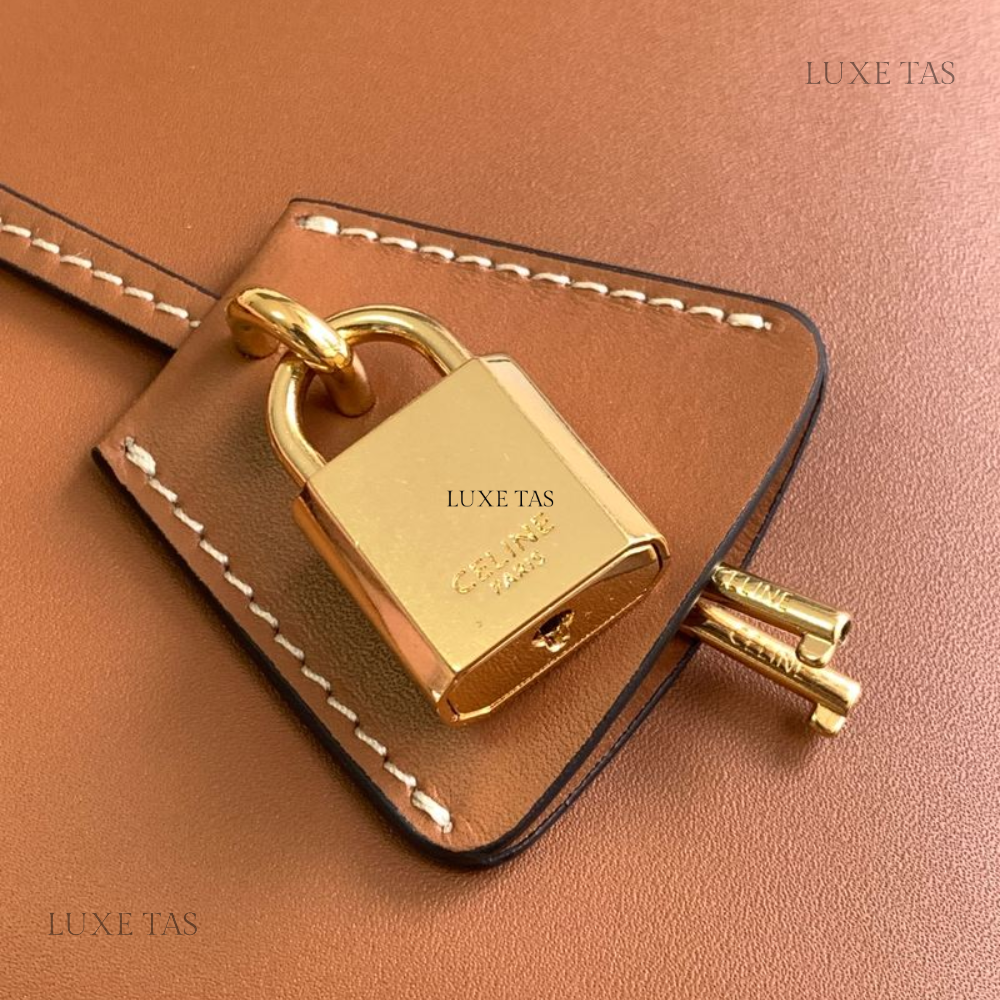 Tan Teen C*line Conti Bag In Natural Calfskin - Leather Handbag for Women