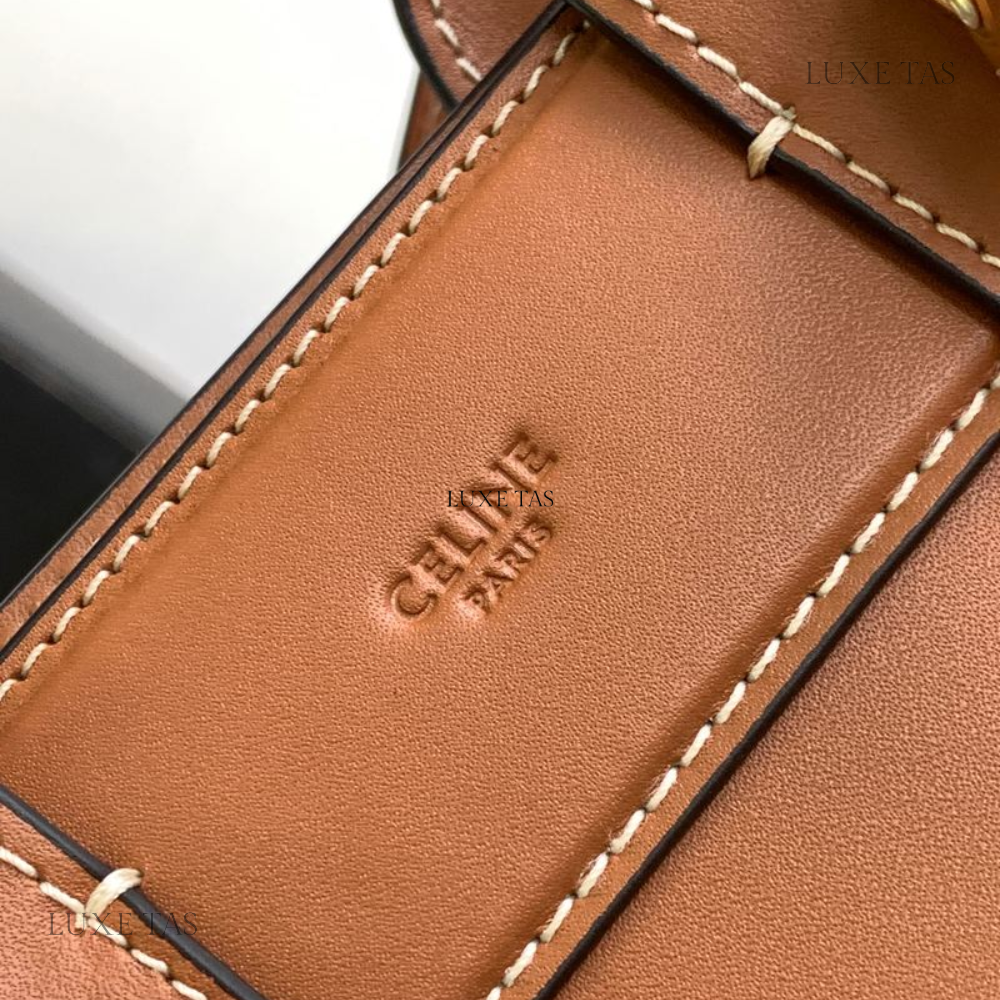 Tan Teen C*line Conti Bag In Natural Calfskin - Leather Handbag for Women