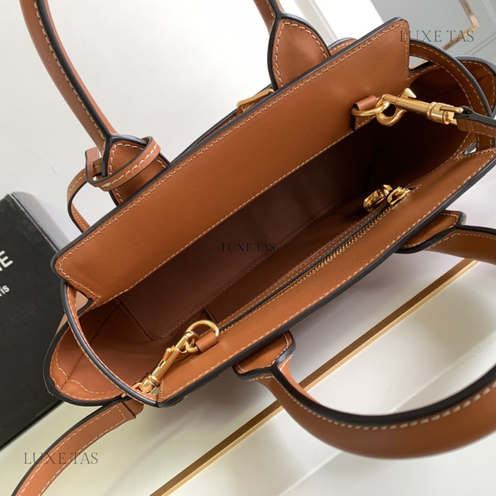 Tan Teen C*line Conti Bag In Natural Calfskin - Leather Handbag for Women