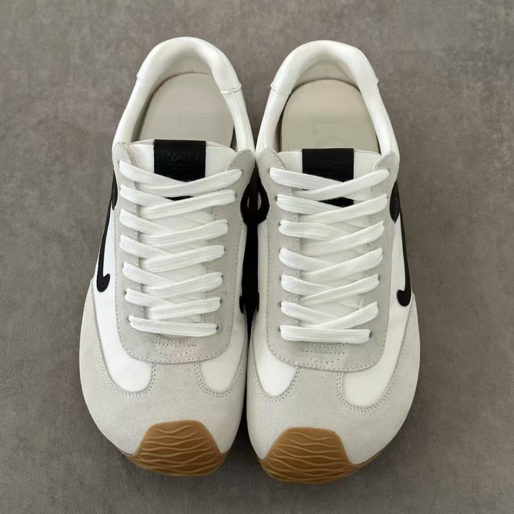 White Ballet Runner 2.0 In Nylon And Calfskin Designer Sneakers for Men