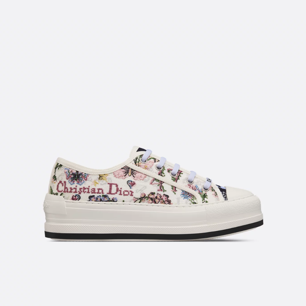 White Multicolor Cotton with Amour 1947 Embroidery Dioramour Walk'n'D Platform Sneaker Designer Sneakers for Women
