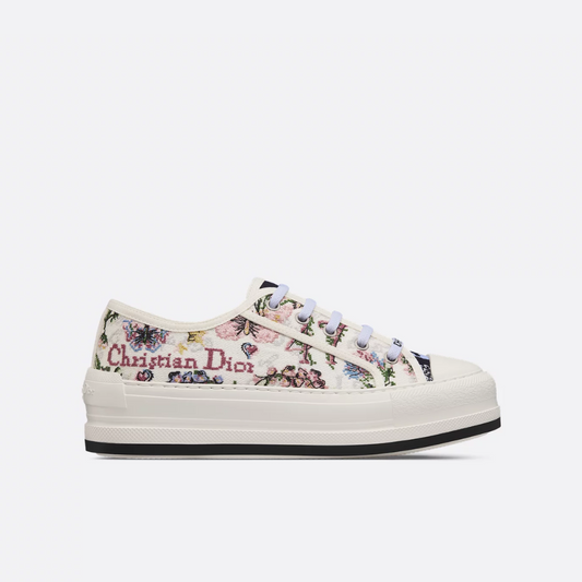 White Multicolor Cotton with Amour 1947 Embroidery Dioramour Walk'n'D Platform Sneaker Designer Sneakers for Women