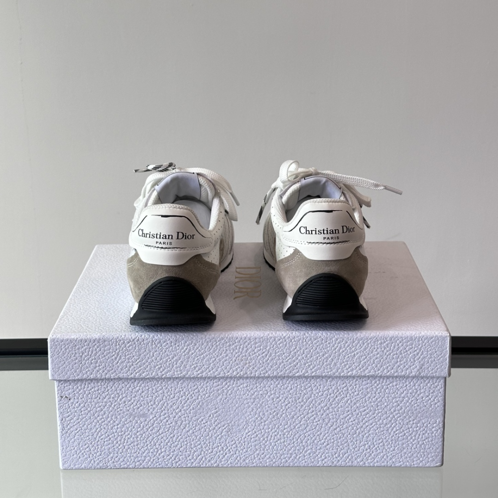 White Nylon and Calfskin D-Sketch Sneaker Designer Sneakers for Men and Women