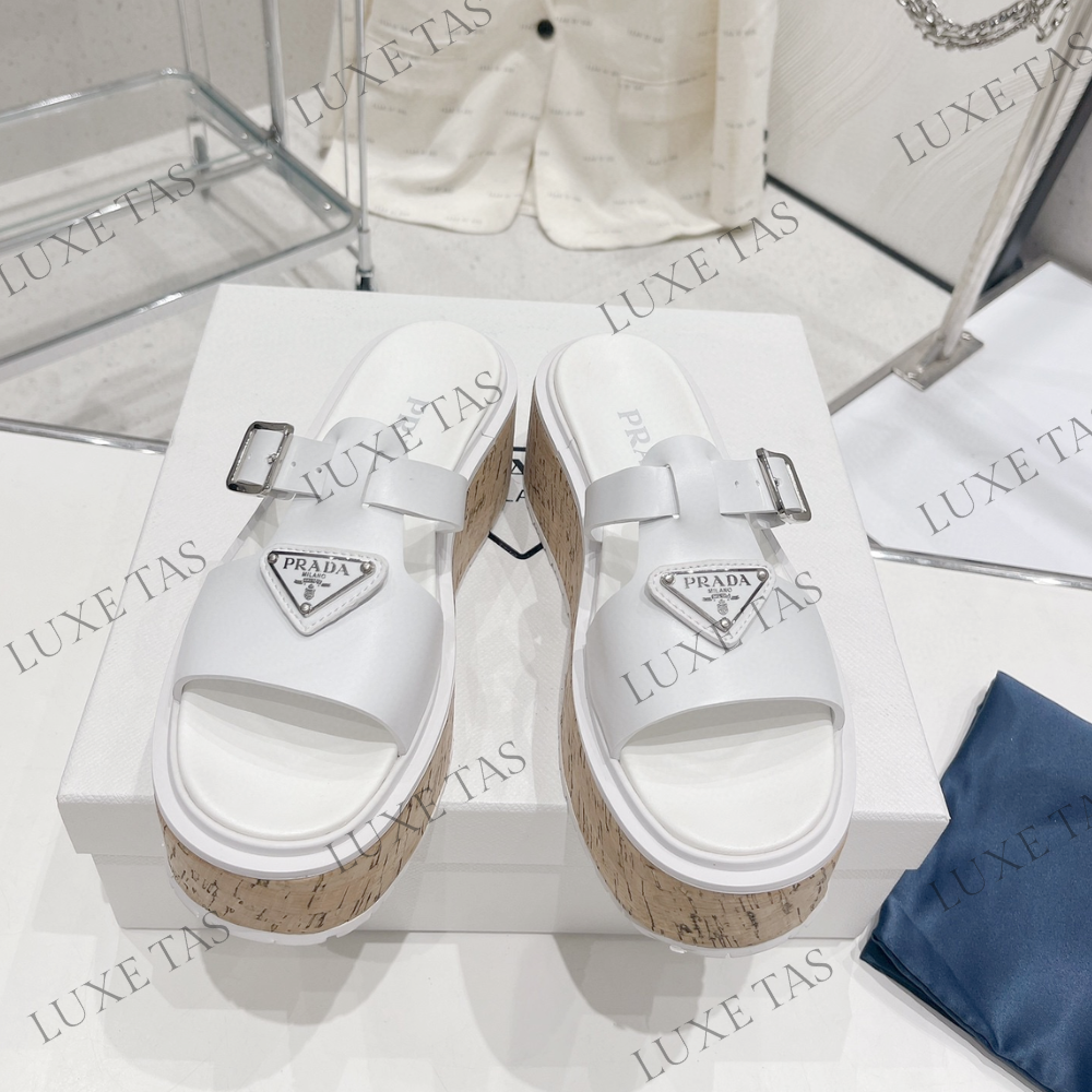 White Rubber Wedge Platform Sandals