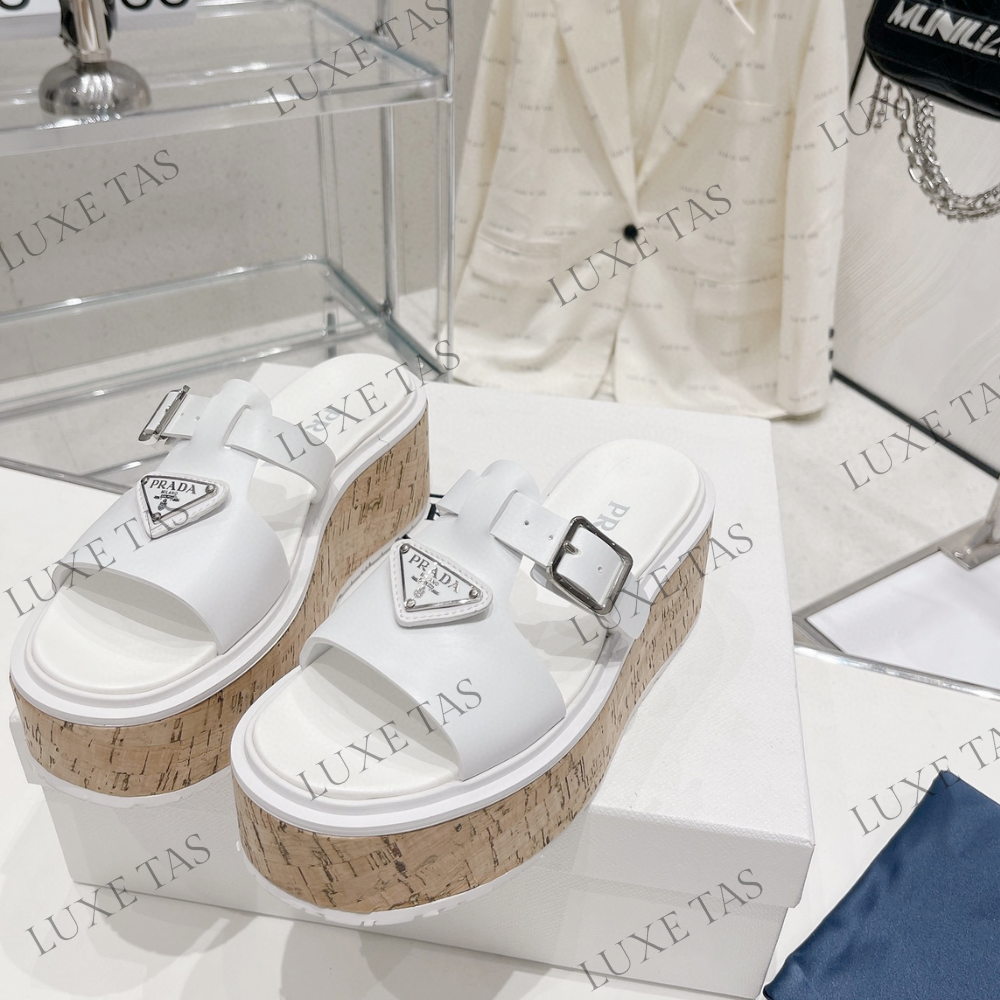 White Rubber Wedge Platform Sandals