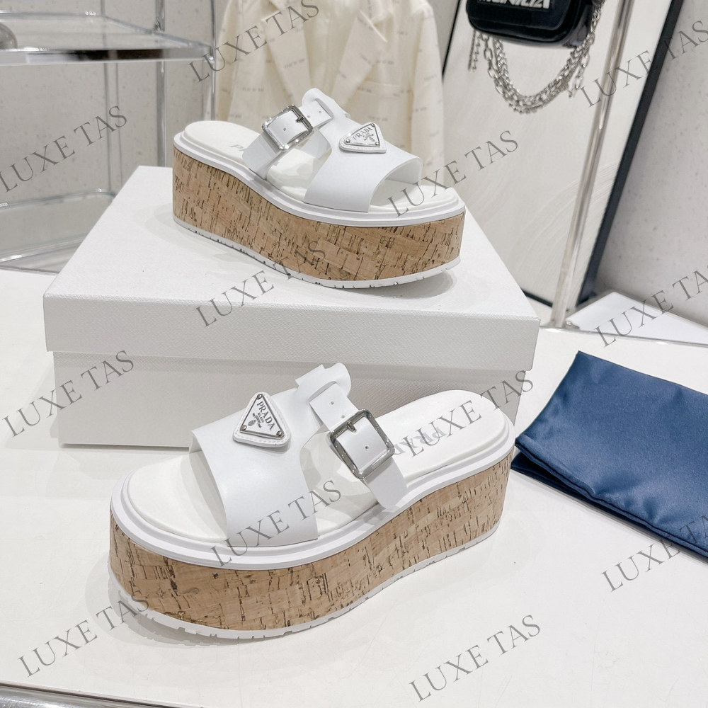 White Rubber Wedge Platform Sandals