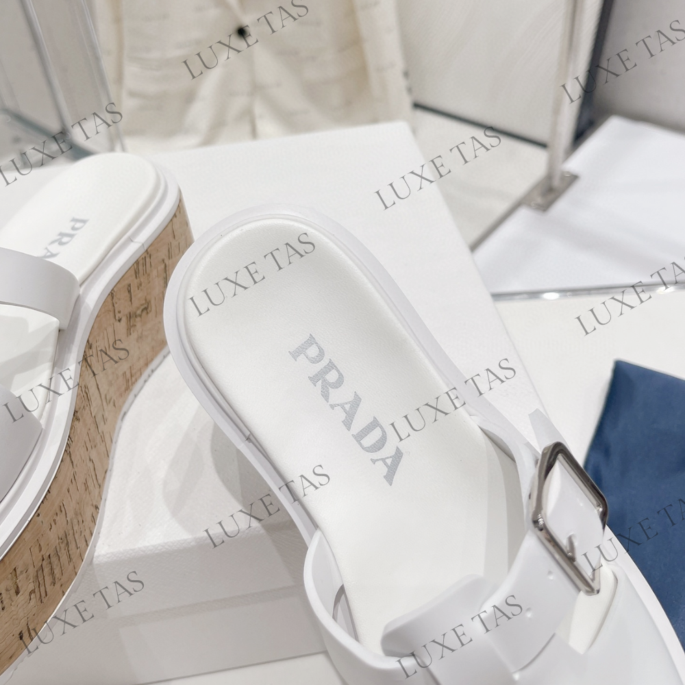 White Rubber Wedge Platform Sandals