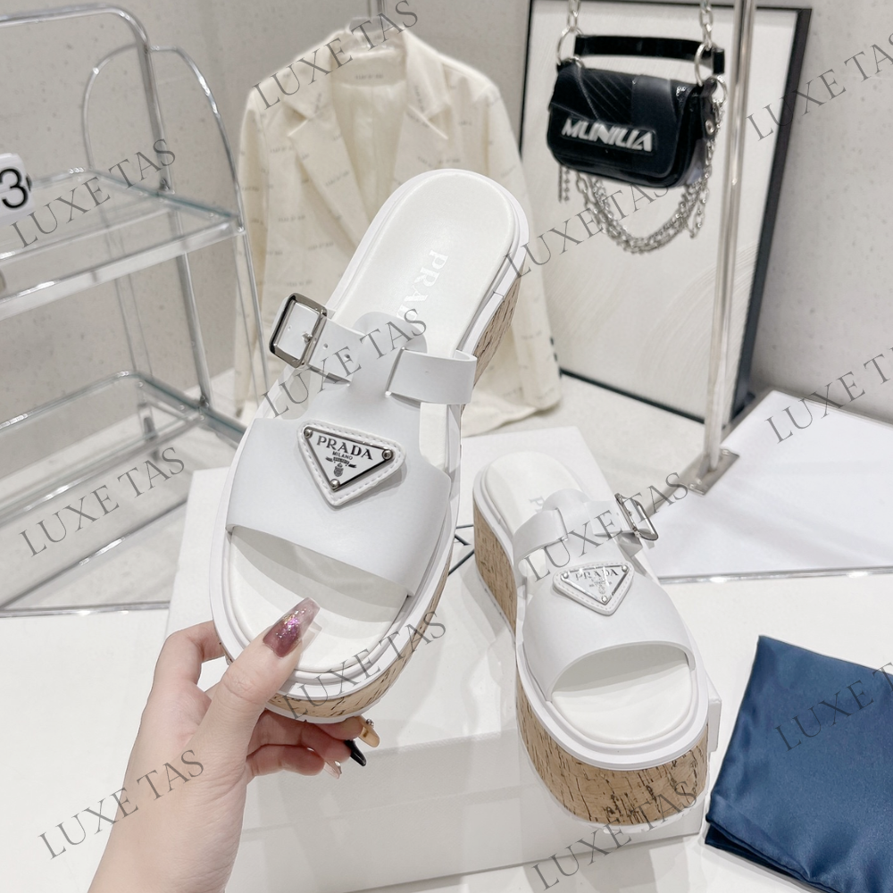 White Rubber Wedge Platform Sandals