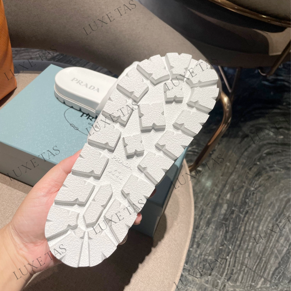 White Soft Padded Nappa Leather Slides