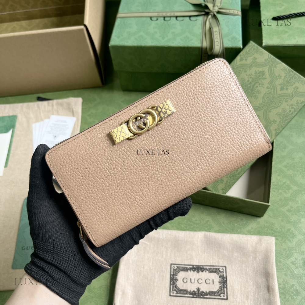 Zip Wallet With Interlocking G Python Bow