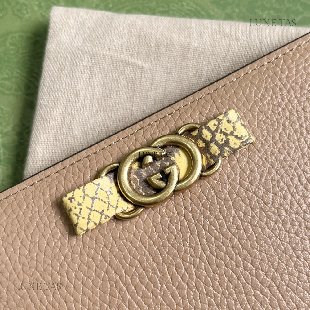 Zip Wallet With Interlocking G Python Bow