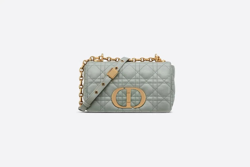 Gray Supple Cannage Calfskin Small Caro Bag - Leather Shoulder Bag for Women