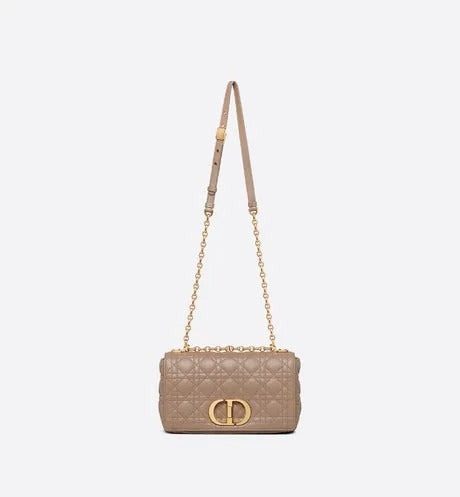 Warm Taupe Supple Cannage Calfskin Medium Caro Bag