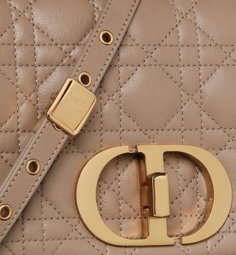 Warm Taupe Supple Cannage Calfskin Medium Caro Bag