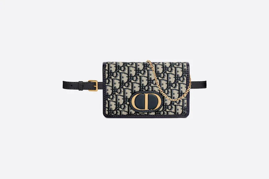 Blue Dior Oblique Jacquard 2-In-1 30 Montaigne Pouch