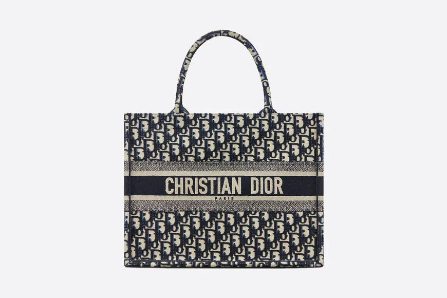 Black Oblique Embroidery Dior Book Tote