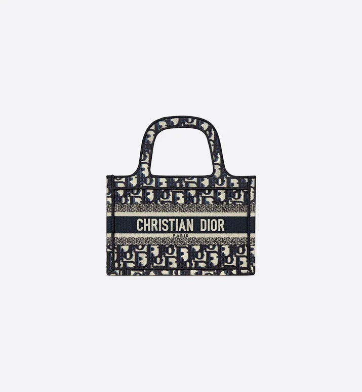 Blue Oblique Embroidery Mini Book Tote