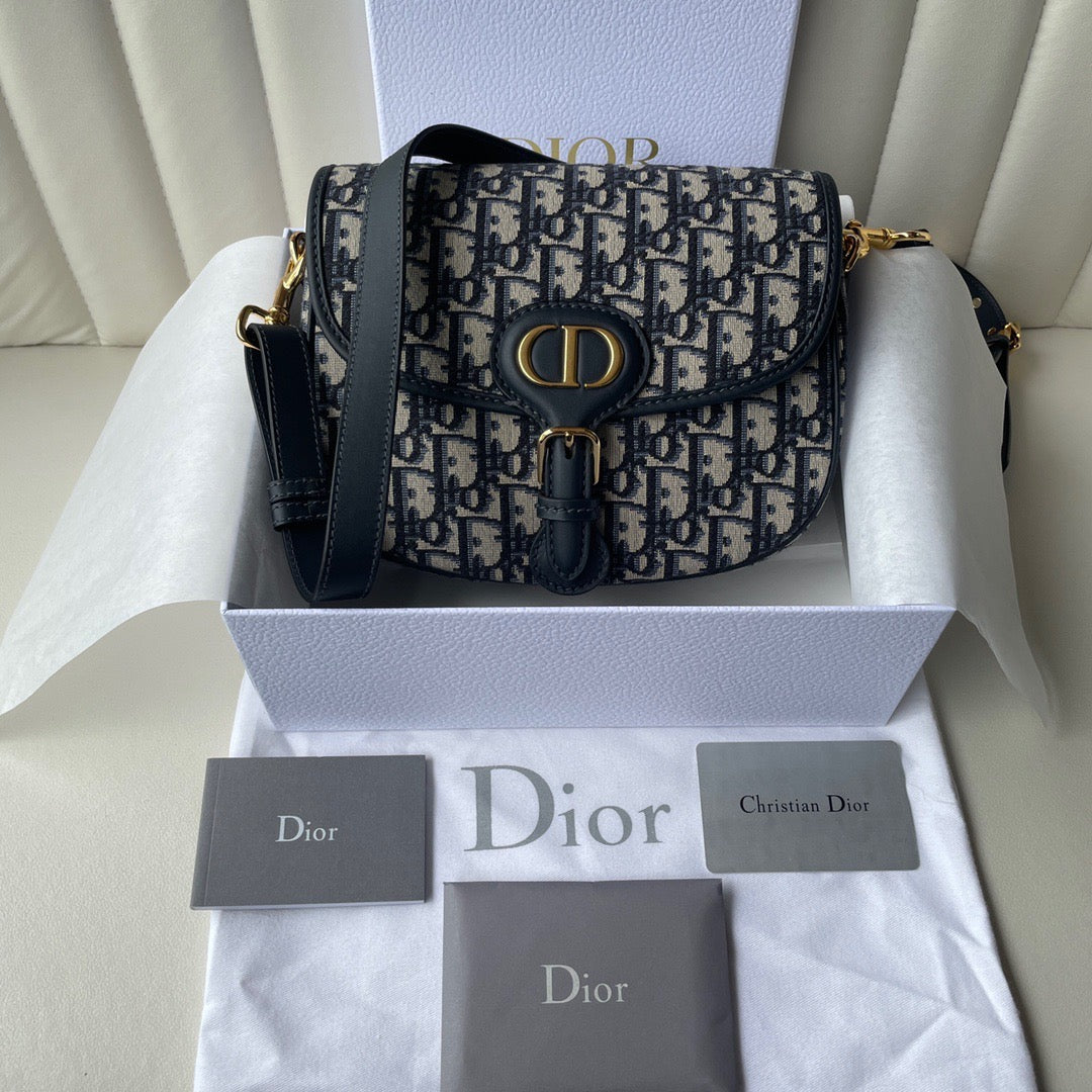 Blue Dior Oblique Jacquard Medium Bobby Bag