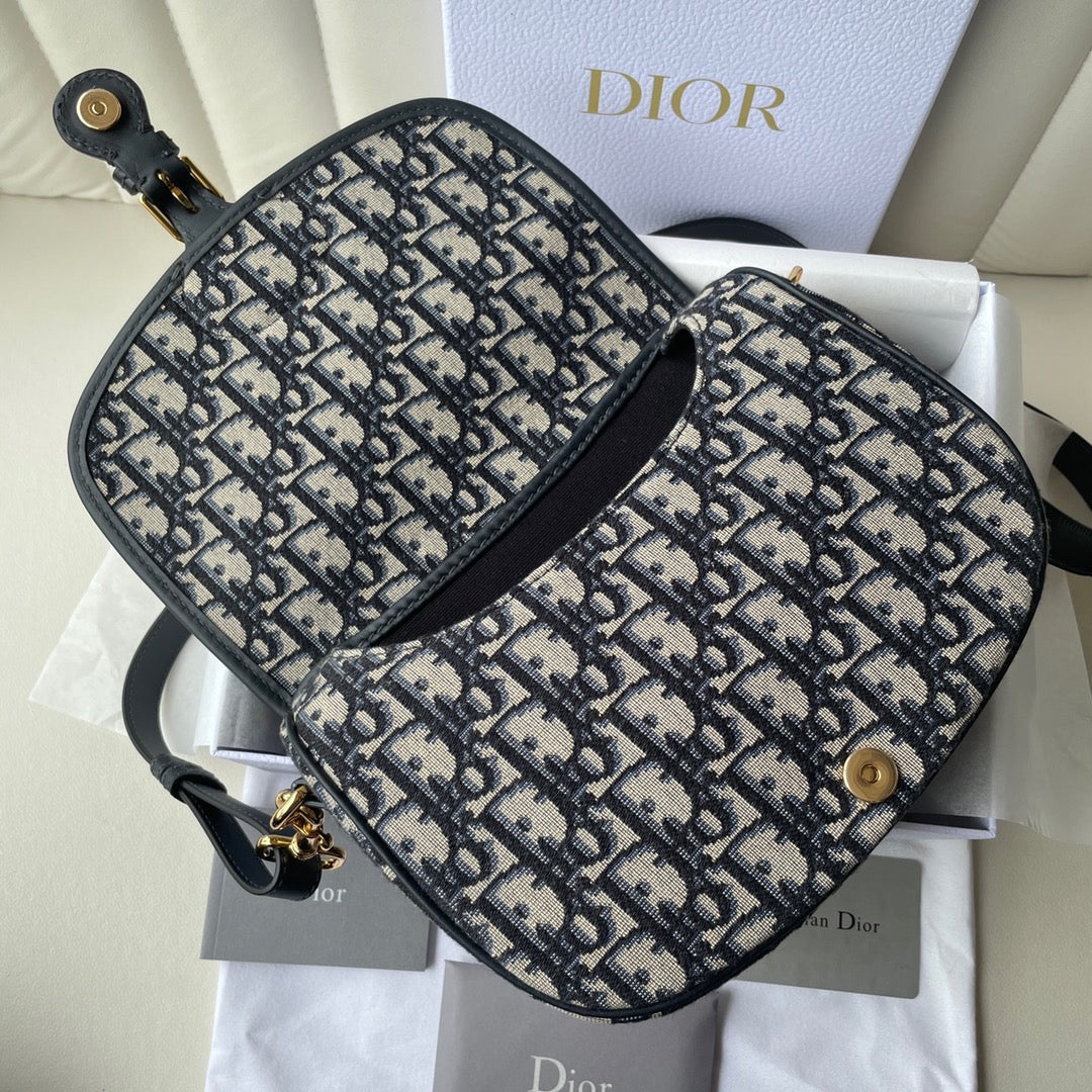 Blue Dior Oblique Jacquard Medium Bobby Bag
